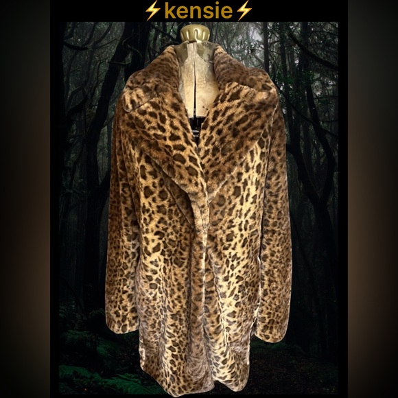 ⚡️KENSIE⚡️ Reversible Leopard Faux Fur Coat - Picture 1 of 15